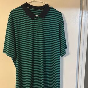 Men's Green Striped Polo Shirt